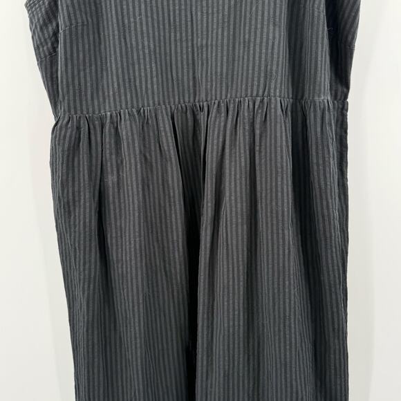 J. Jill Dress SZ Petite Medium Tiered Flounce Hem Midi Blk Gray Stripe Cotton - Picture 10 of 16